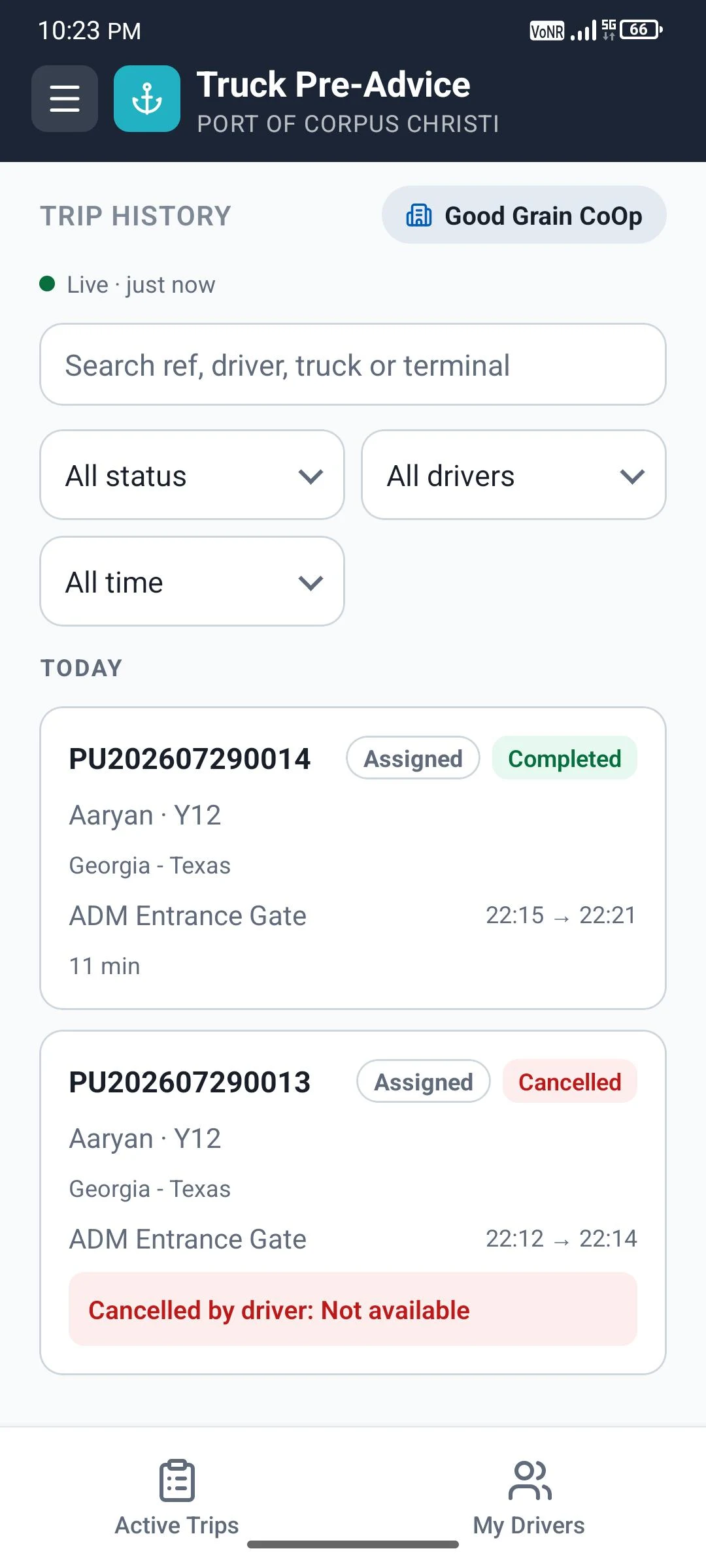 Truck Pre-Advice - Dispatcher screenshot